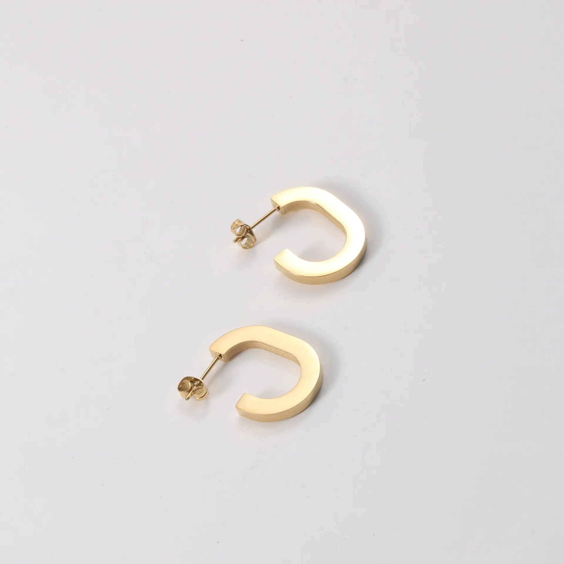 Minimalist Fashion C Shape Gold Earring 316L Stainless Steel Fashion Jewelry Earring