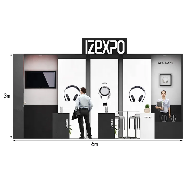 IZEXPO 30mins quick build 4*6m modular wooden exhibition stand for consumer electronics