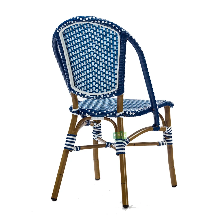 (E3008) алюминиевые стулья из искусственного бамбука для французского бистро из ротанга, штабелируемые для улицы