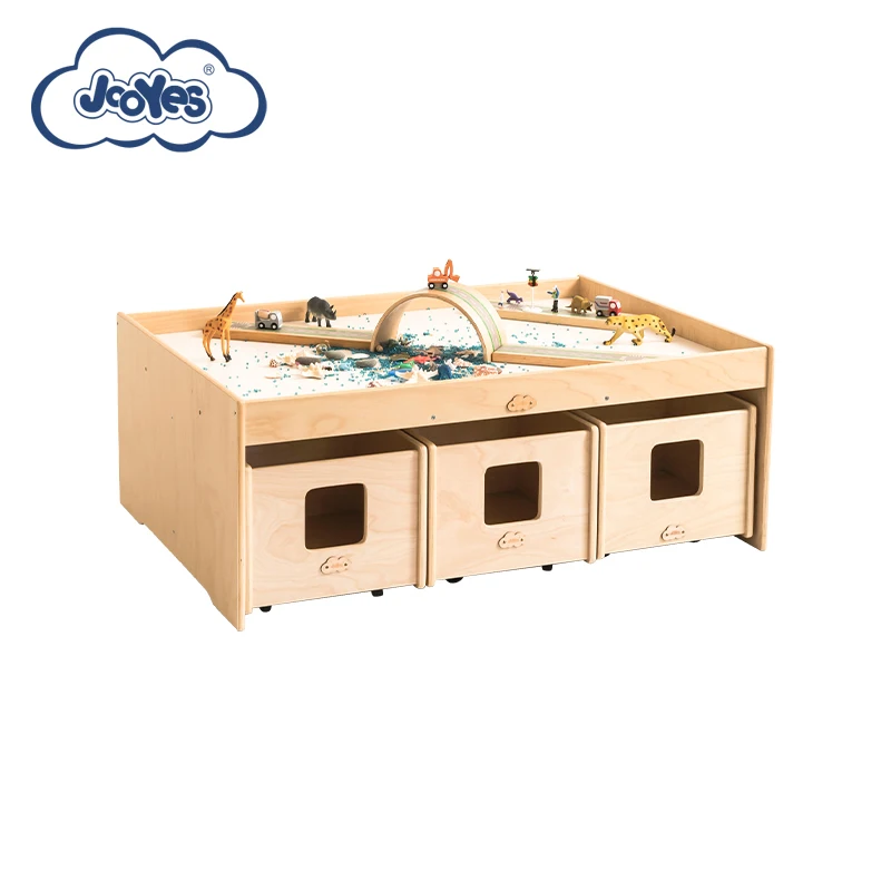 Kids play table preschool playing wooden activity table kids