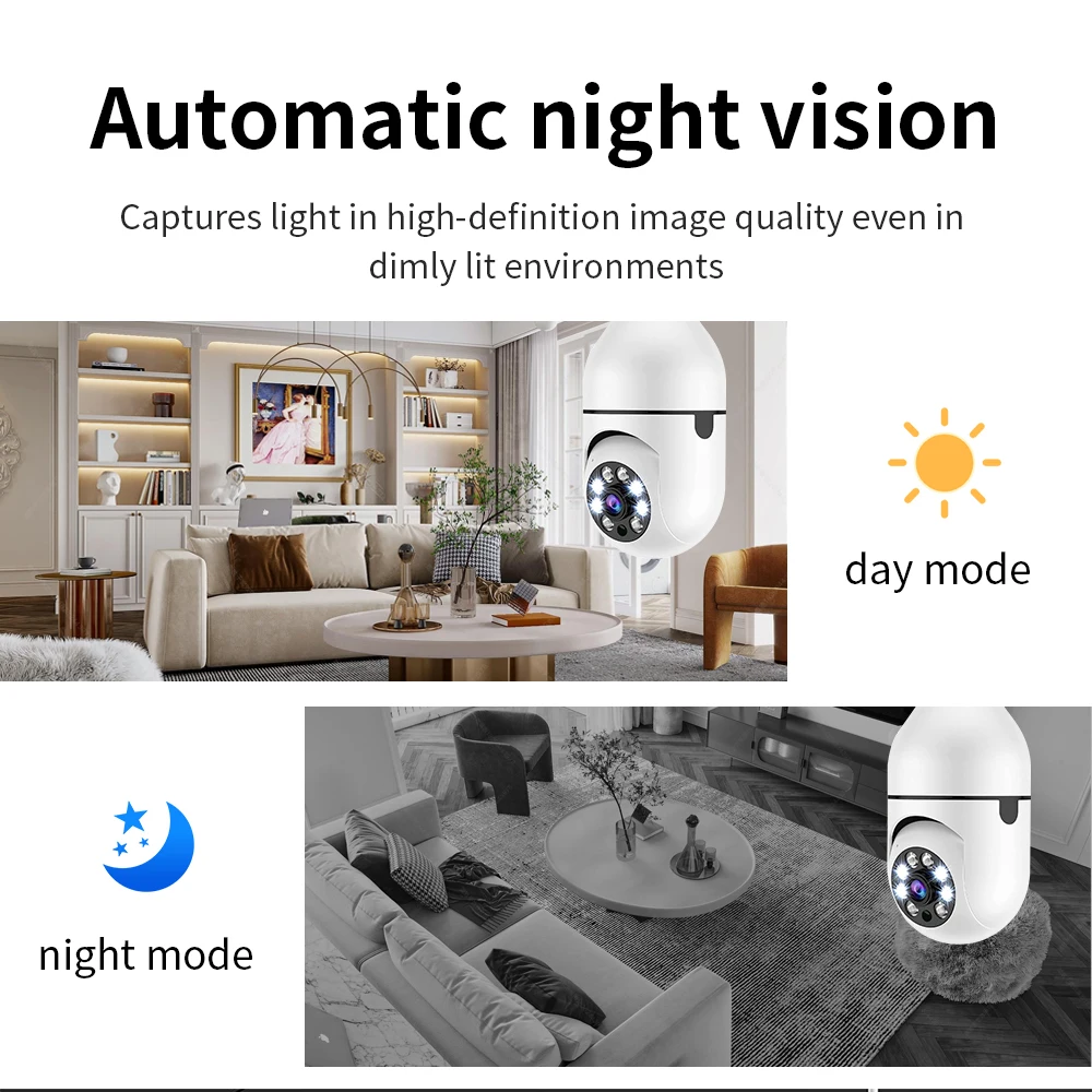 Surveillance cameras in the form of bulb, wifi light socket bulb security camera bulb, e27 bulb camera