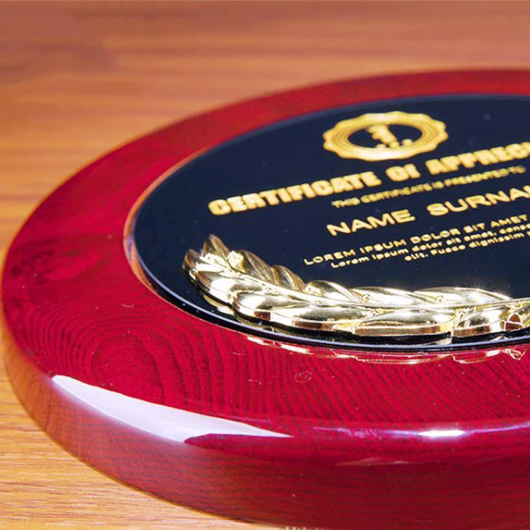 Round Shape Office Souvenir Custom Metal  Trophy Plaque Plate