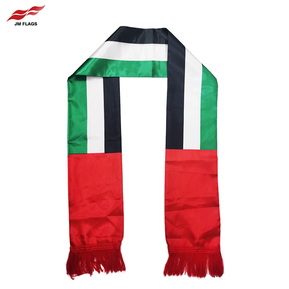 Wholesale UAE Scarf UAE Flag Scarf Events Decoration Satin Polyester National day custom logo UAE Scarf