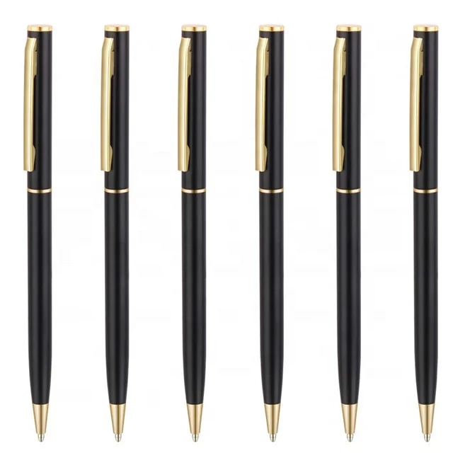 Blue or black color slim metal ball pens for children online wholesale