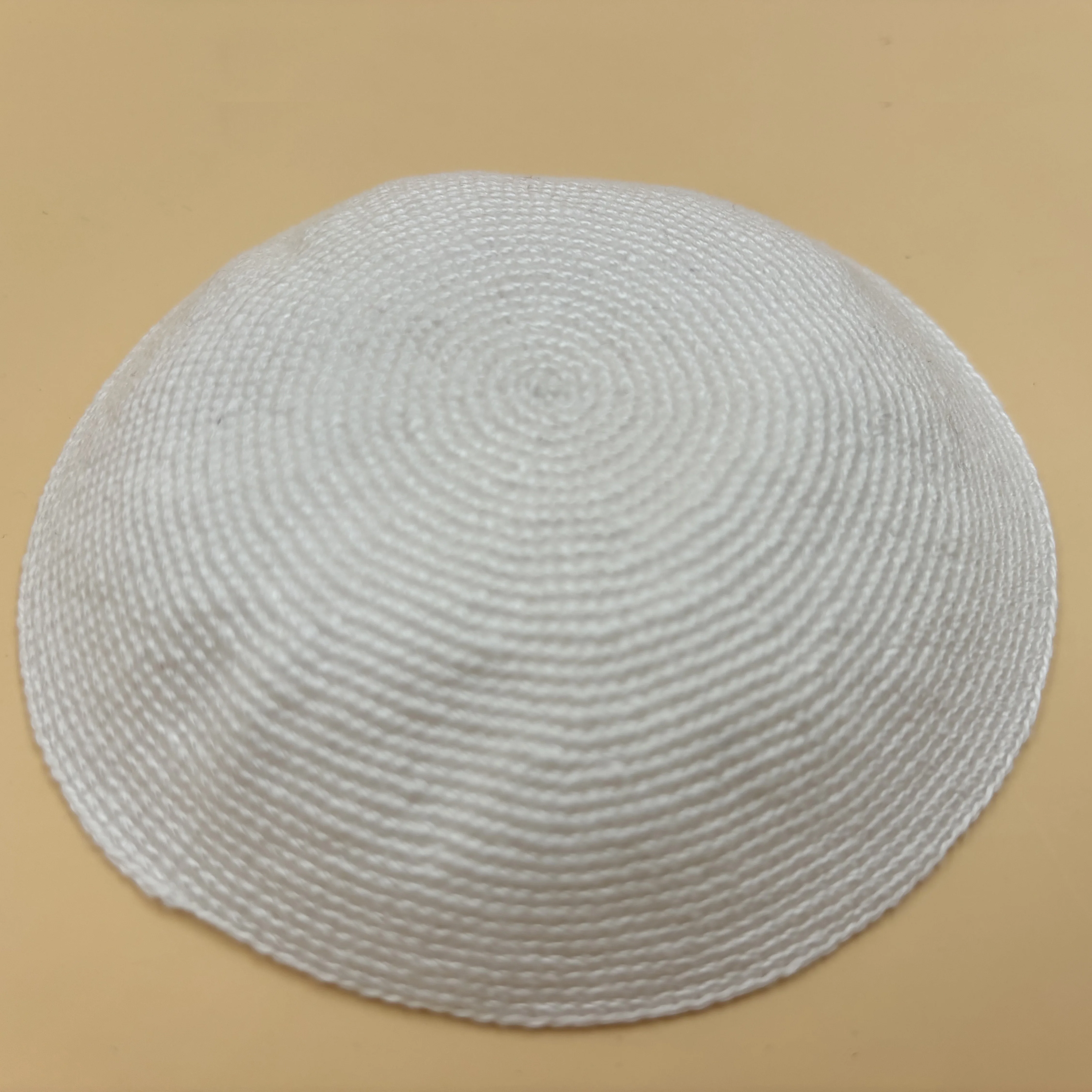 White 16cm Knit Kippot Elegant Jewish Party and Festive Hats for Adults for Outdoor Business Events or Celebrations