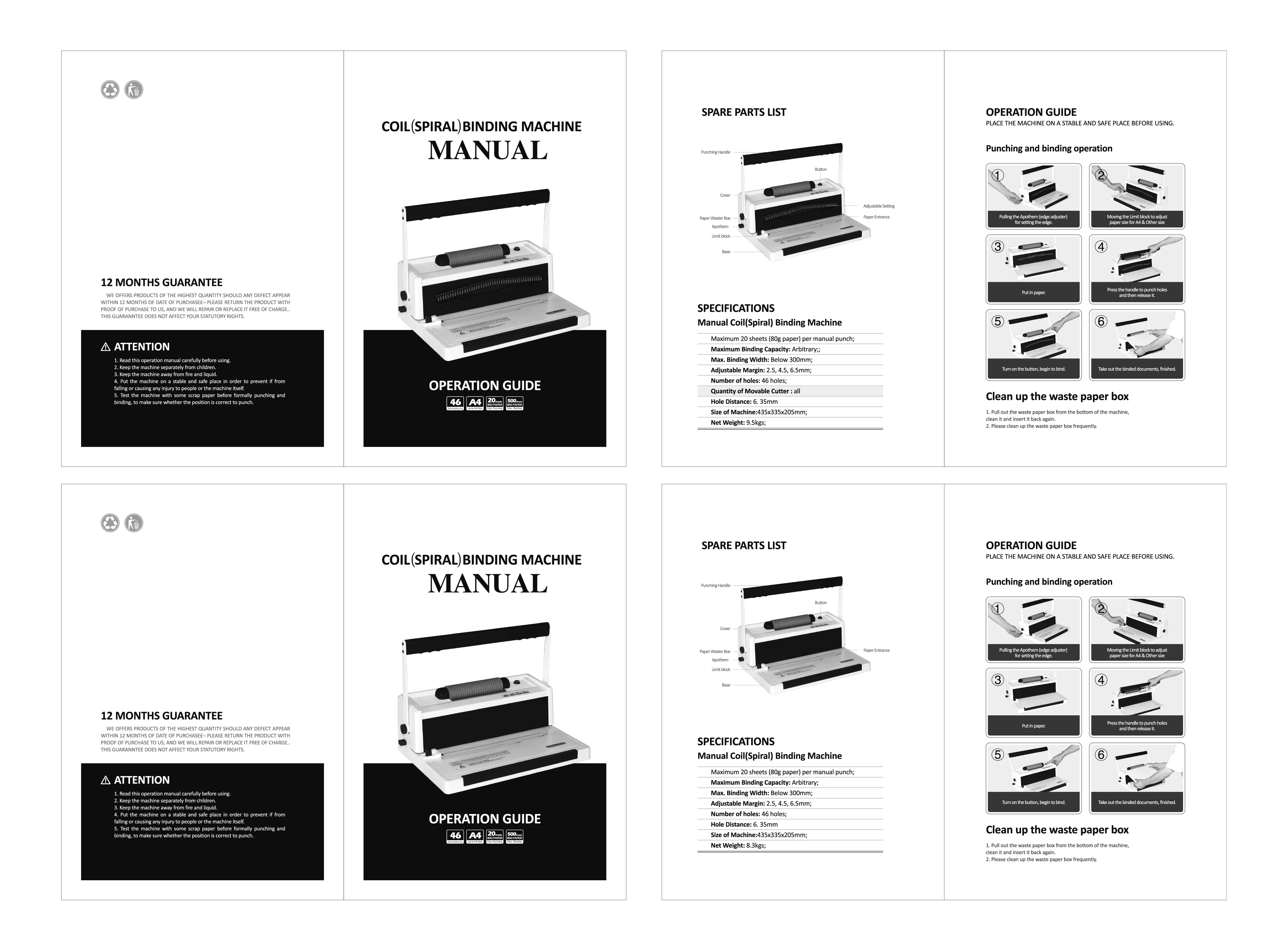 Coil Binding Machine Binder Machine 4:1 Plastic Spiral Coil Book Binding Machine 46 Holes