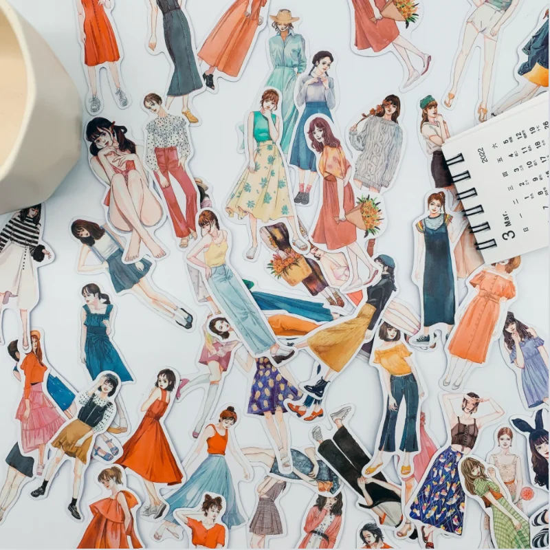 2023 New Korea Cartoon Girl Sticker Pack Window Sticker DIY Decorative Stickers 100 Sheets
