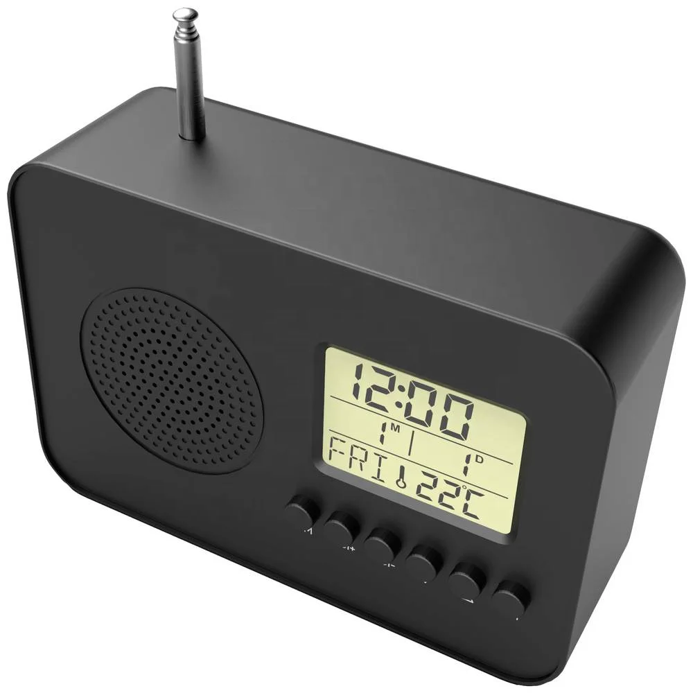 Портативный Настольный Ретро металлический FM-антенна для спальни радио цифровой будильник