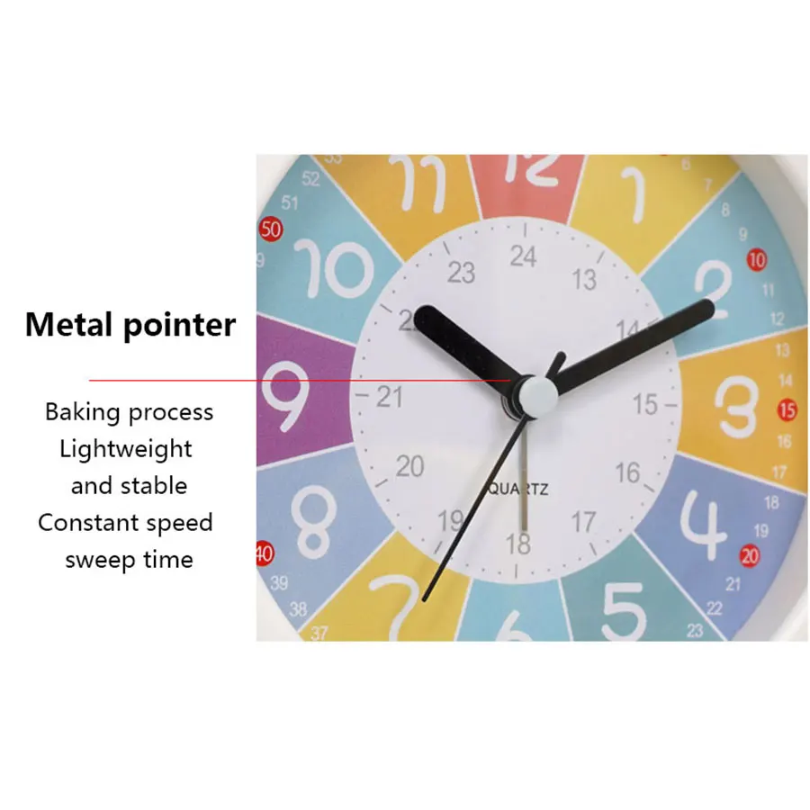 1PC Creative Student Learning Time Clock, Desktop Alarm Clock that Can Recognize Time, Macaron Colorful Circular Small Alarm Clo