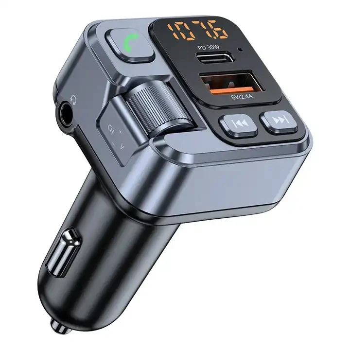 2024 New PD30W Fast Charger Car AUX FM Modulator Handsfree Car MP3 Player Stereo FM Transmitter