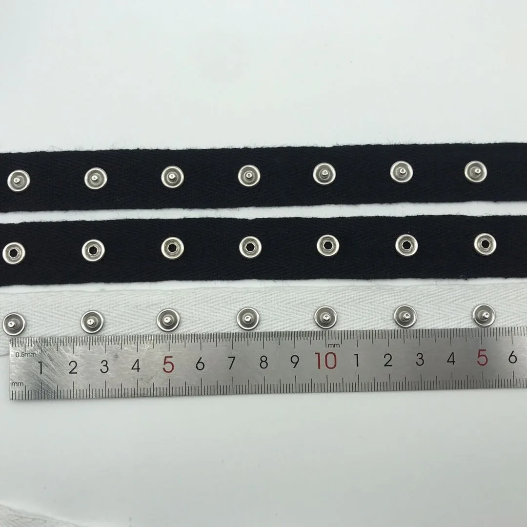 Black Cottons Metal Snap Button Tape With Prong Metal Snap Button Tape With Metal Fastener Buttons