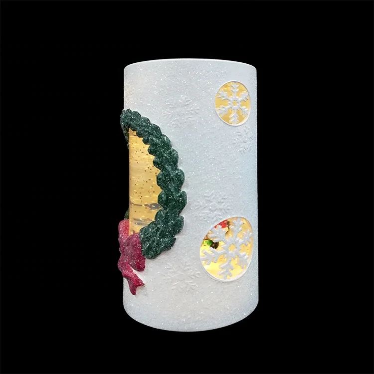 China Factory Best Selling Product Xmas Holiday Lantern Glitter Water Swirling Custom Christmas Ornament Led Lights Candle