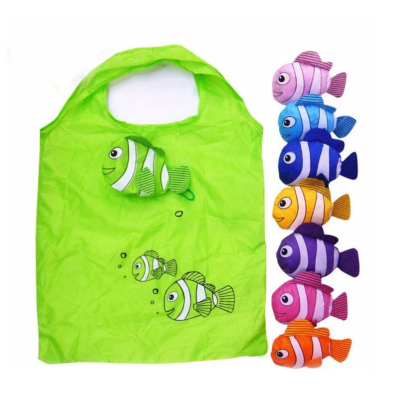 Recyclable Mic Tropical Fish Foldable Eco Reusable Shopping Bags Animal Cheap Tote Bag (1600066872892)