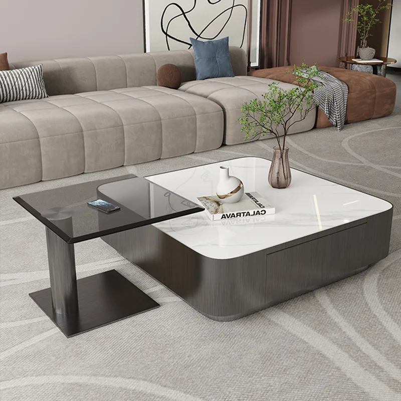 Italian Luxury Square Coffee Table Living Room Furniture Modern Coffee Table Marble Coffee Table Set