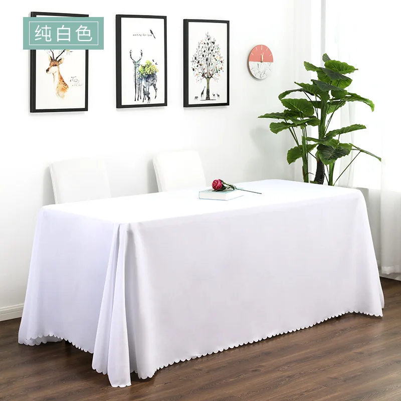 Wholesale Rectangle Polyester Plain Table Cloth Reusable and Washable Wedding Party Banquet Table Clothes for 6-8 Ft Tables