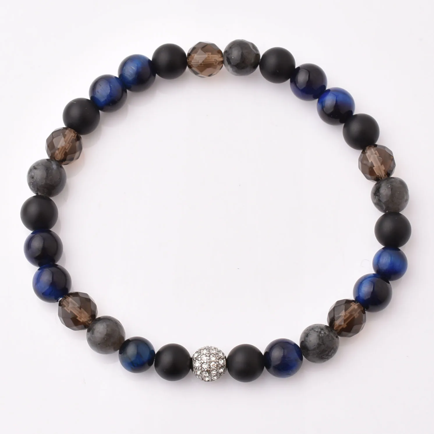 Fashion Multi Gemstone Silver Stainless Charm With White Crystal Bracelet Women