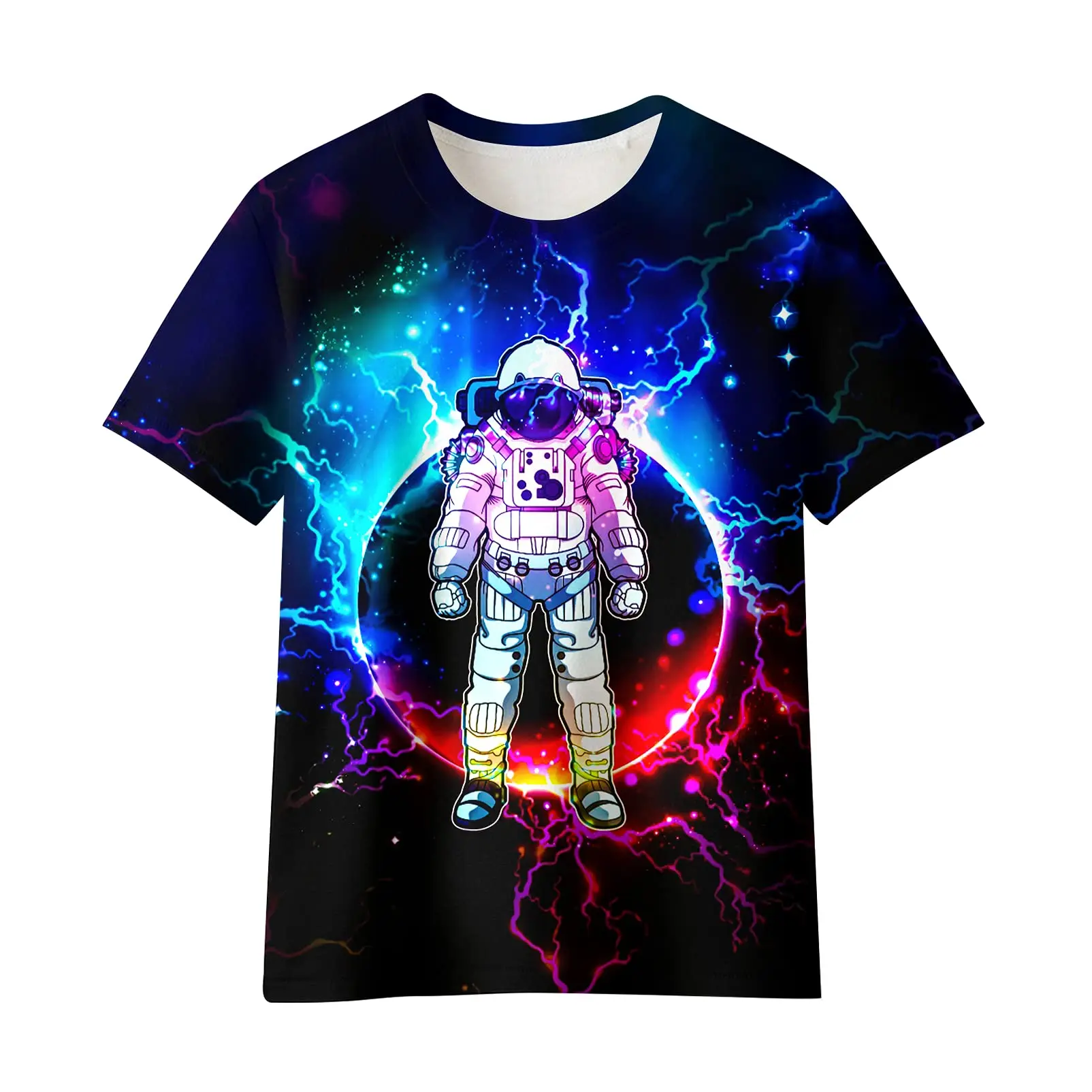 Cute T-Shirts For Boys And Girls Kids Astronaut Elements Custom Designed Casual T-Shirt Wholesale Short-Sleeved Summer T-Shirts