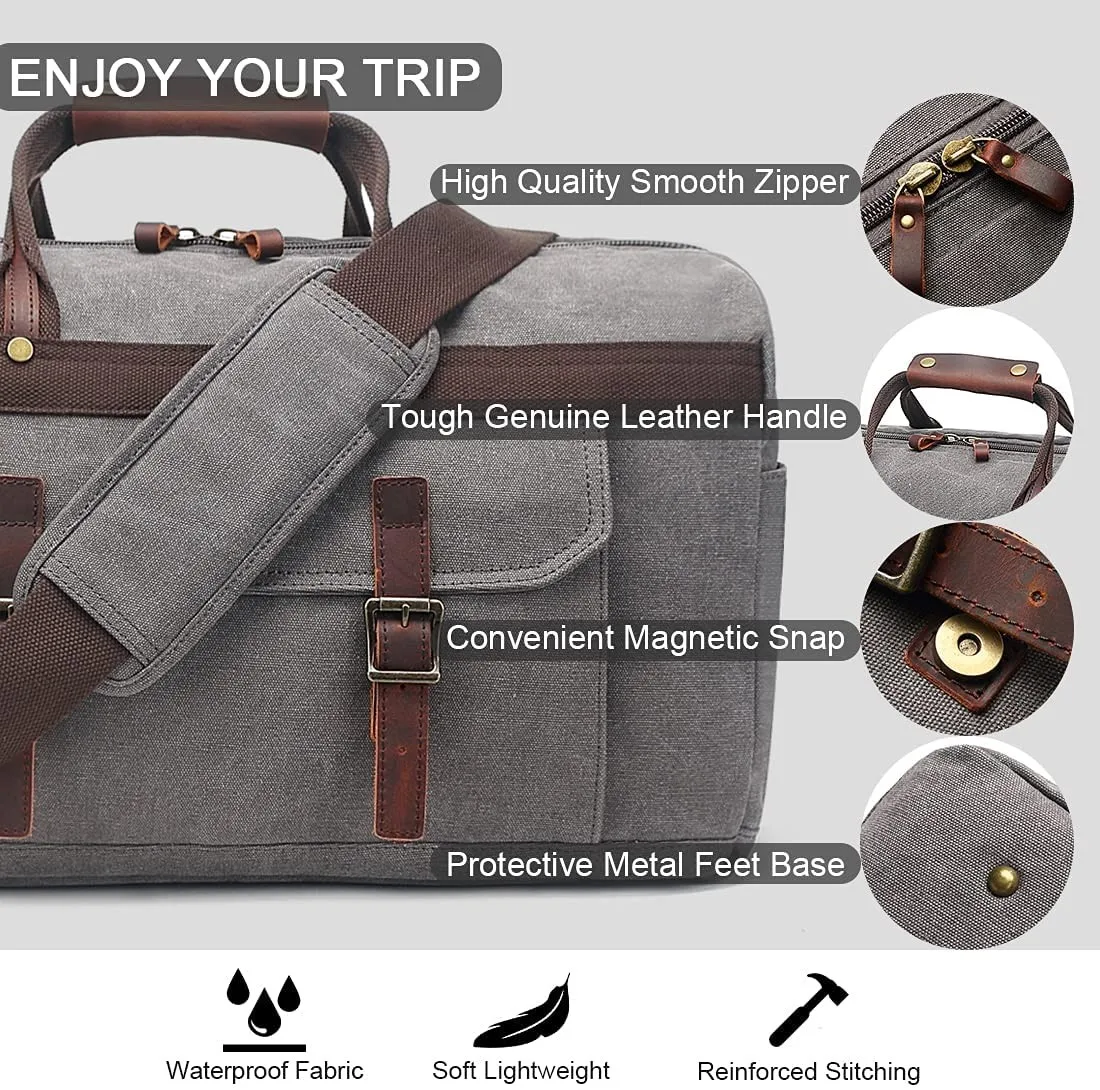 Free sample Duffle Bag for Men Waterproof Genuine Leather Canvas Travel Duffel Bags for Women Weekender Bag for Traveling