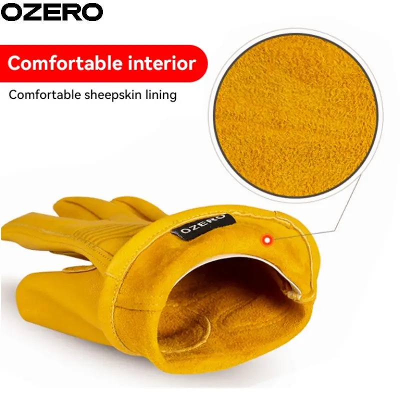 Heat Transfer Printing LOGO Unisex Working Comfortable GoatSkin Cowhide Sport Breathable Waterproof Leather Driver Gloves Gloves