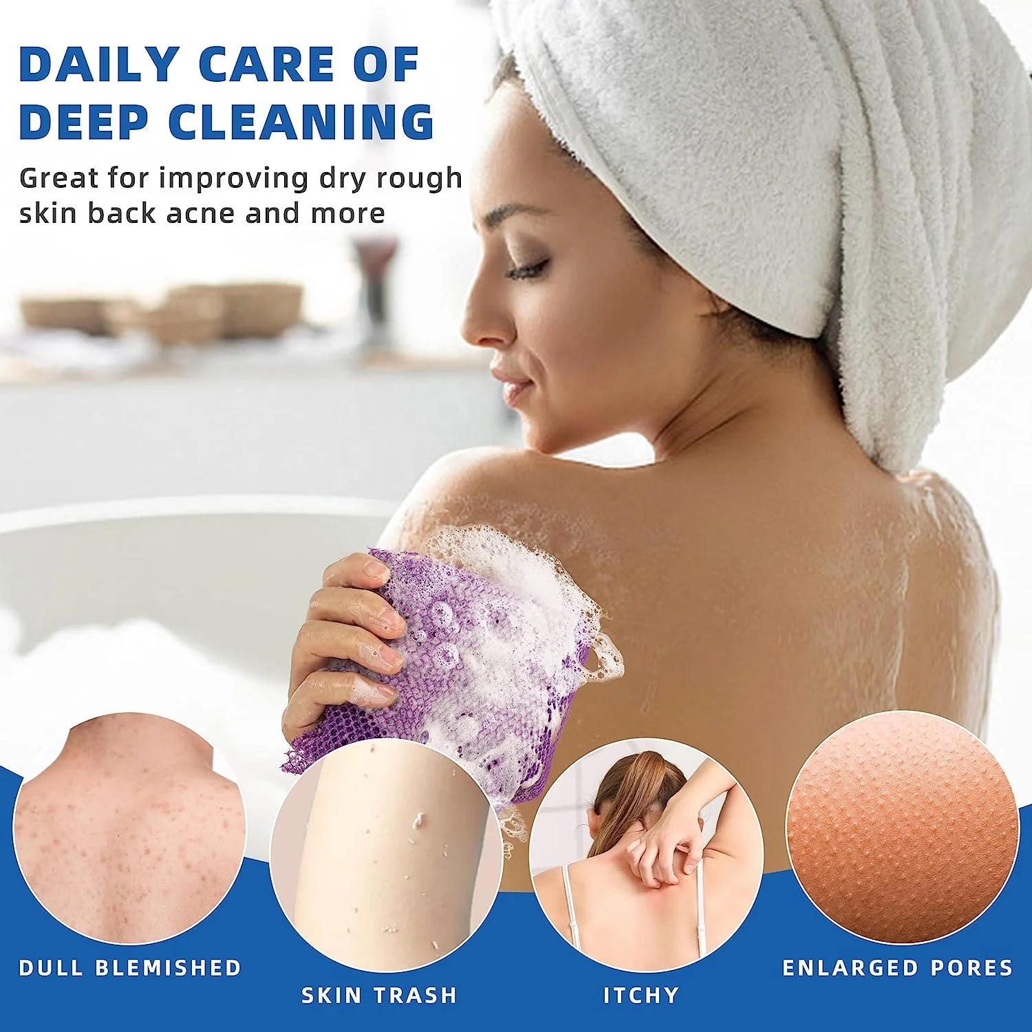 African Net Sponge Exfoliating Long Bath Sponge Washcloth Shower Net African Body Scrubber Net For Dead Skin Remover Skin Smooth