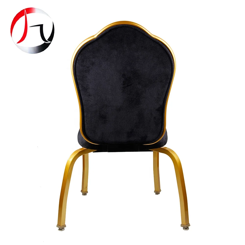 Commercial conference room black velvet aluminum used stackable hotel banquet chairs