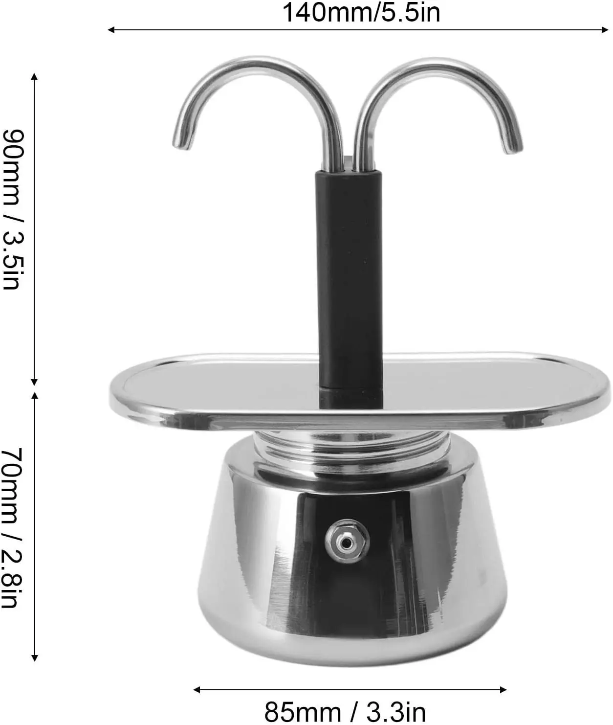 Espresso Moka Coffee Maker Electric Heater Moca Coffee Dispenser Pot and Parts Double Valve Stainless Steel Moka Pot with 2 Cups