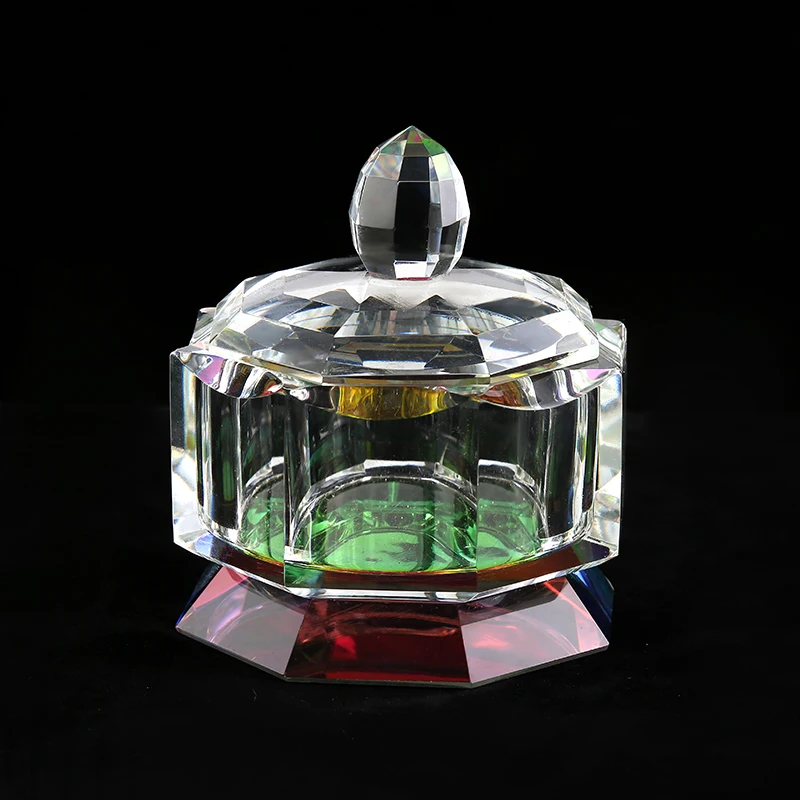 CJ-Classic Handmade Glass Candy Pot With Lid K9 Crystal Glass Sugar Bowl
