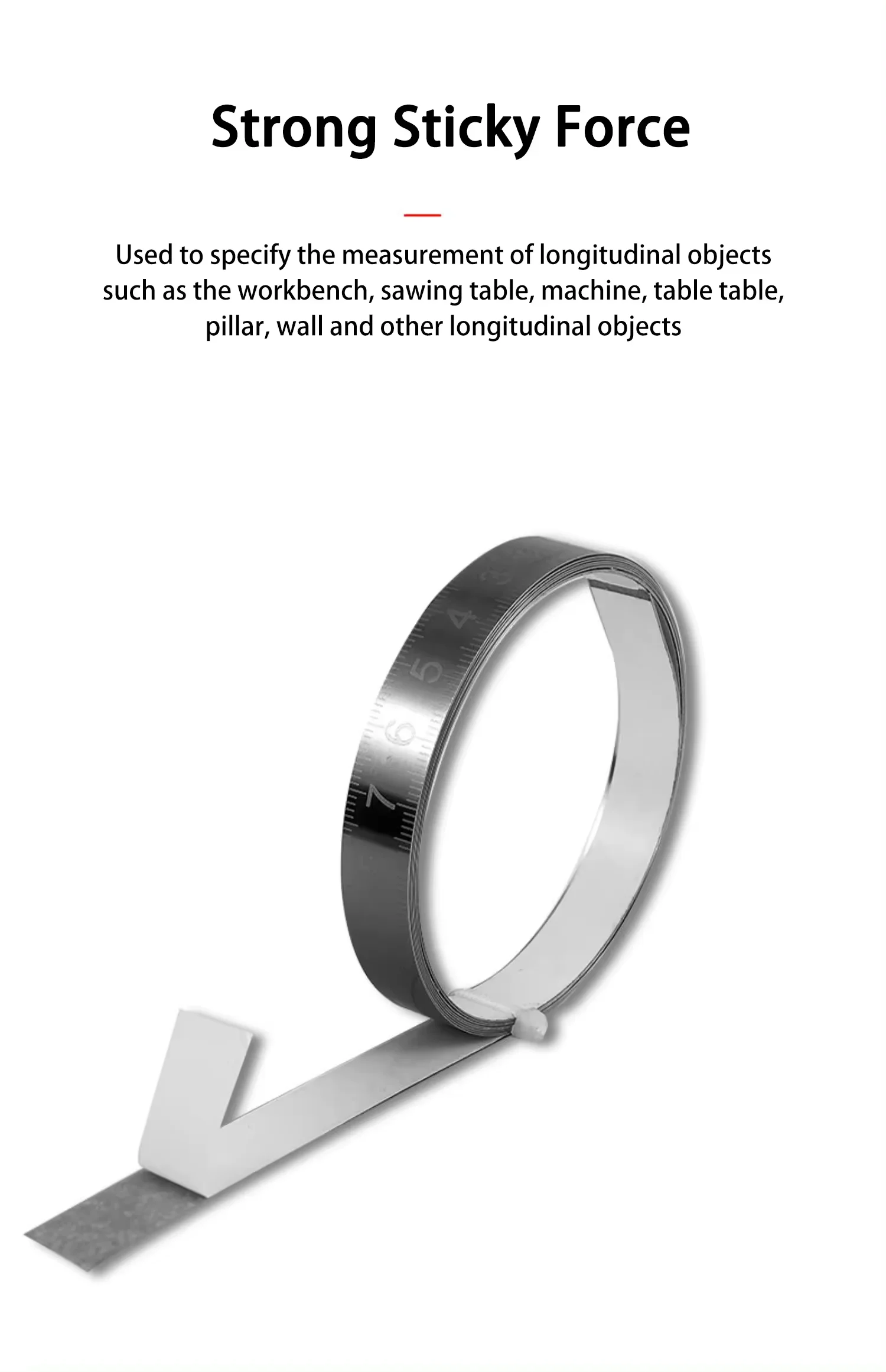 Stainless steel metal self-adhesive scale ruler with waterproof scale self-adhesive tape measure
