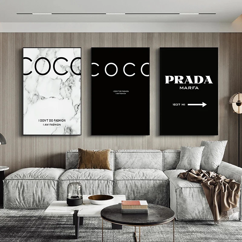Fashion  Posters and Prints Modern Black White Marble Vogue fashion brand wall canvas printing art