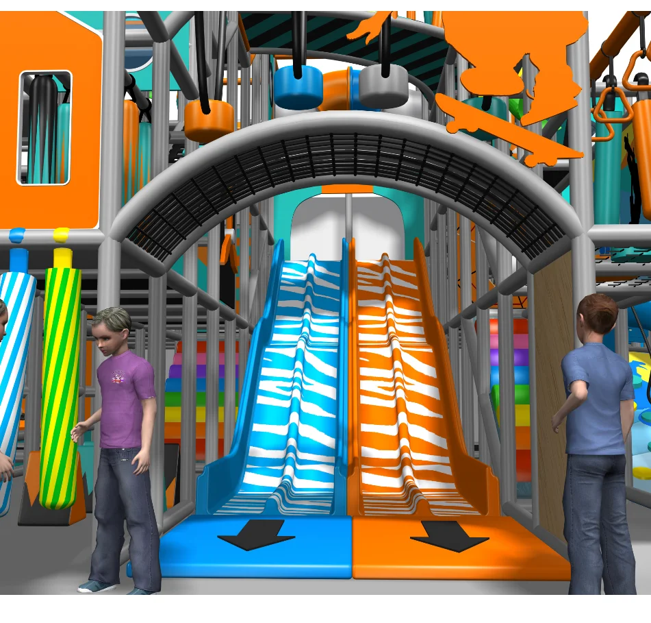 High Quality Kids Space Theme Commercial Indoor Playground with Big Slides for Sale 1 Set Kindergarten Plastic Slide for Child