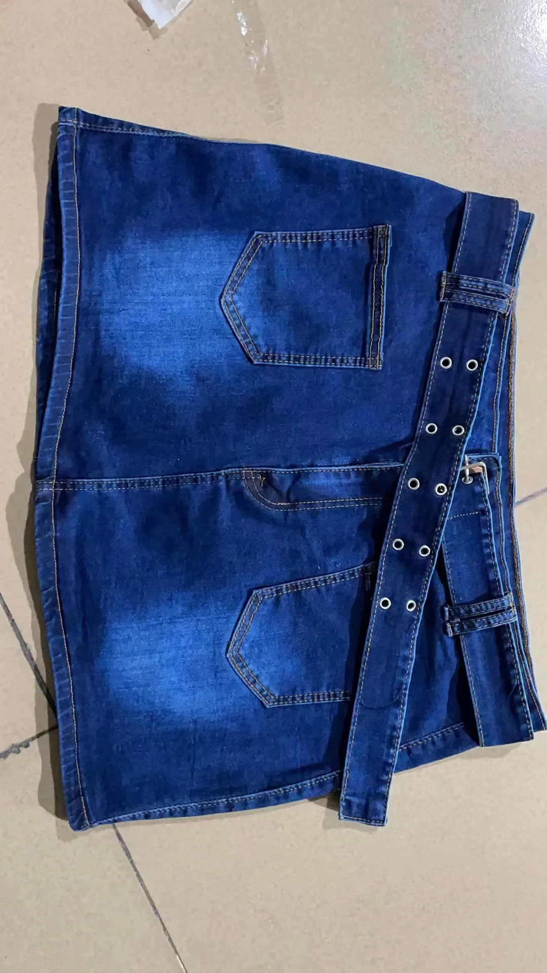 C1856 - trendy solid color simple sexy bodycon denim skirt for women