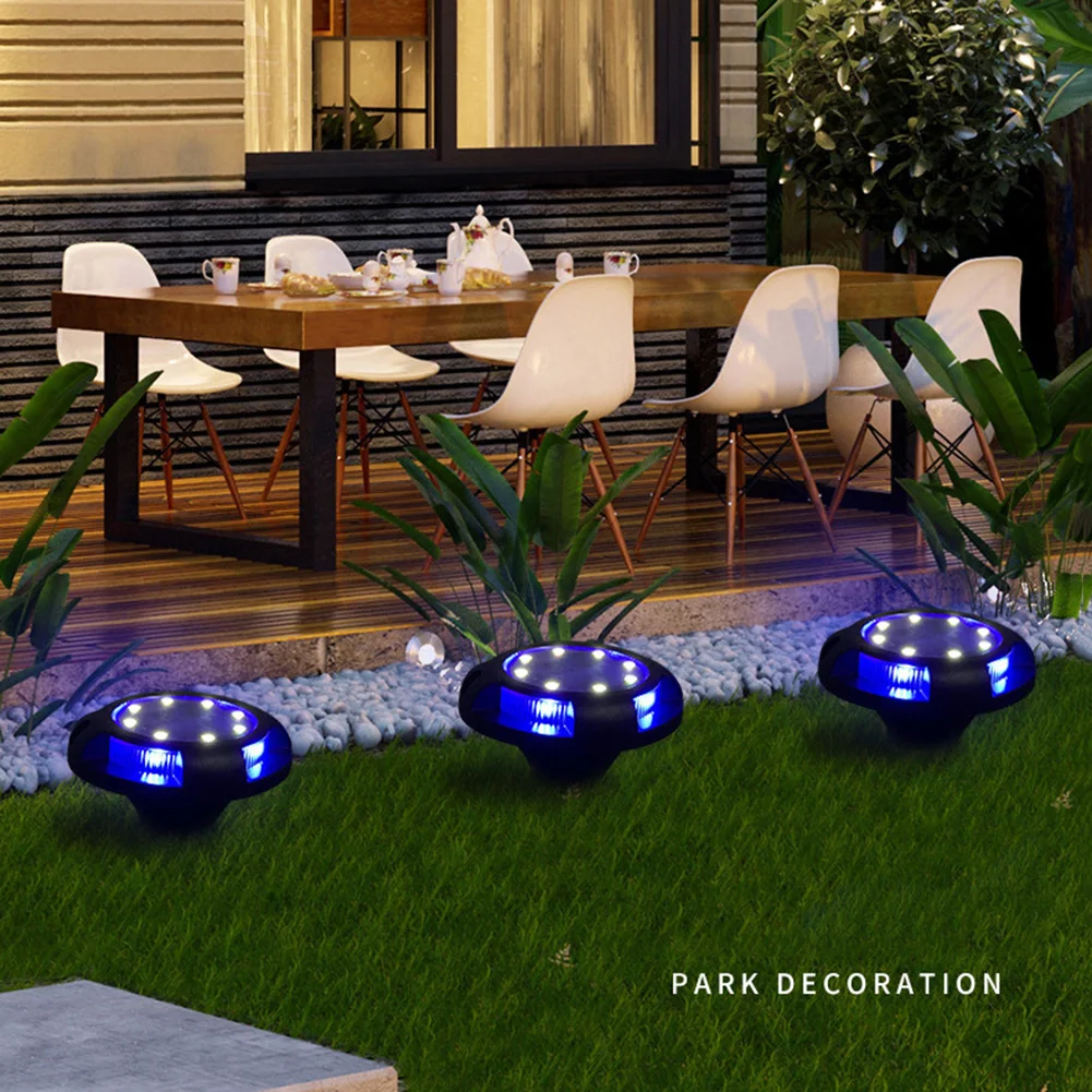 LED Solar White +RGB 12 LED Buried Underground Decking Light For Garden Decor Security Gate Lawn Park Villa Landscape Pathway