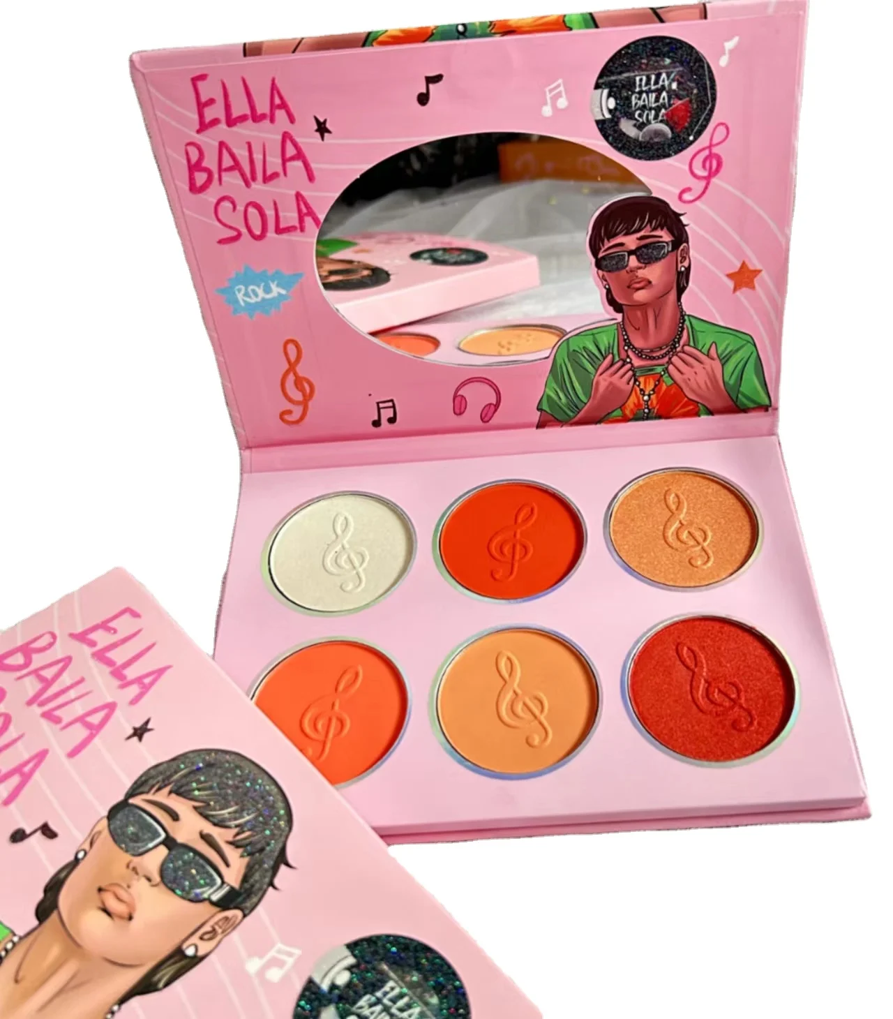 New Mexican singer peso eyeshadow highlight plate six color pastel highlighter powder blusher two in one makeup pallet set
