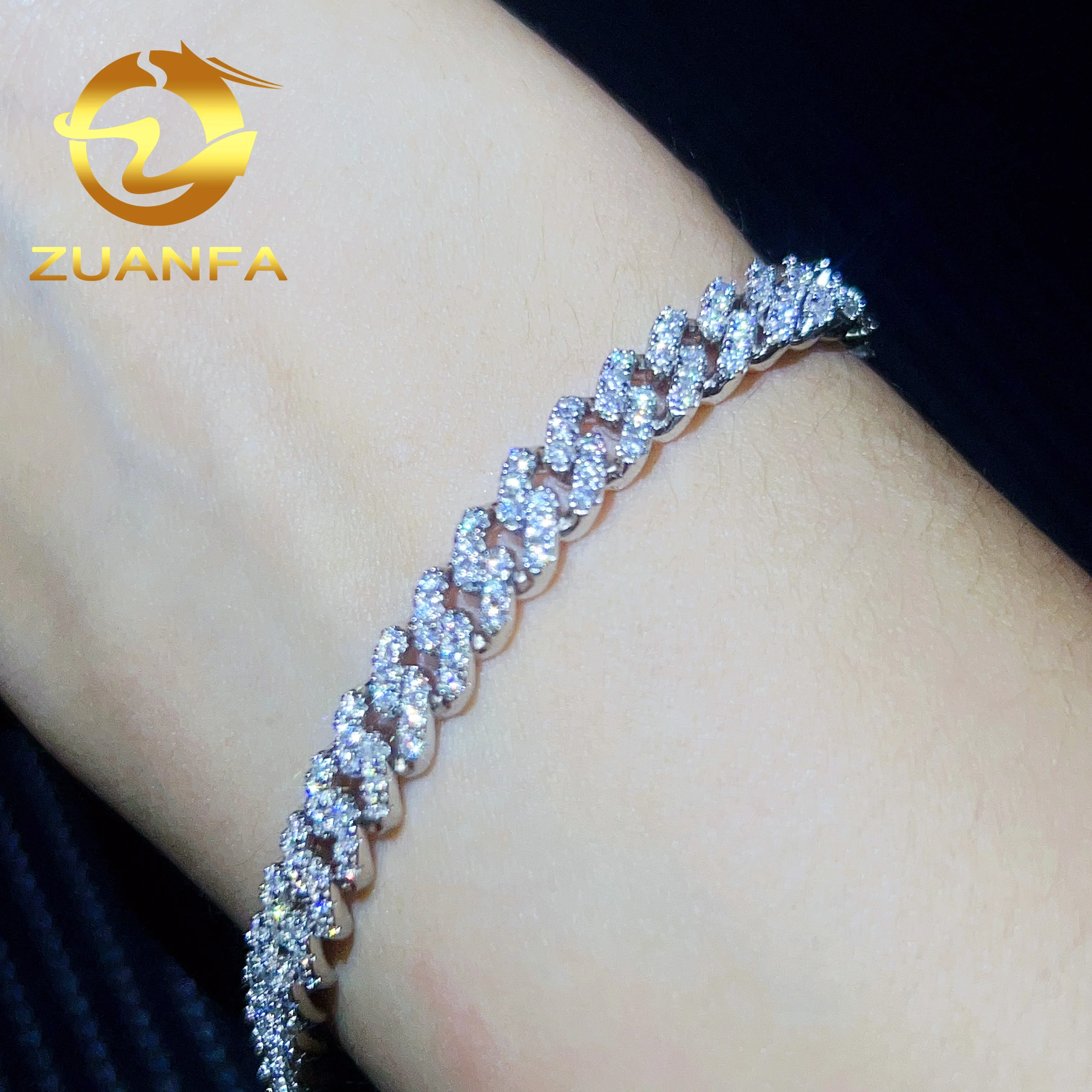 Hot sale 6mm 8mm 10mm pass diamond tester 925 sterling silver hip hop iced out vvs moissanite diamond cuban link chain 14K gold