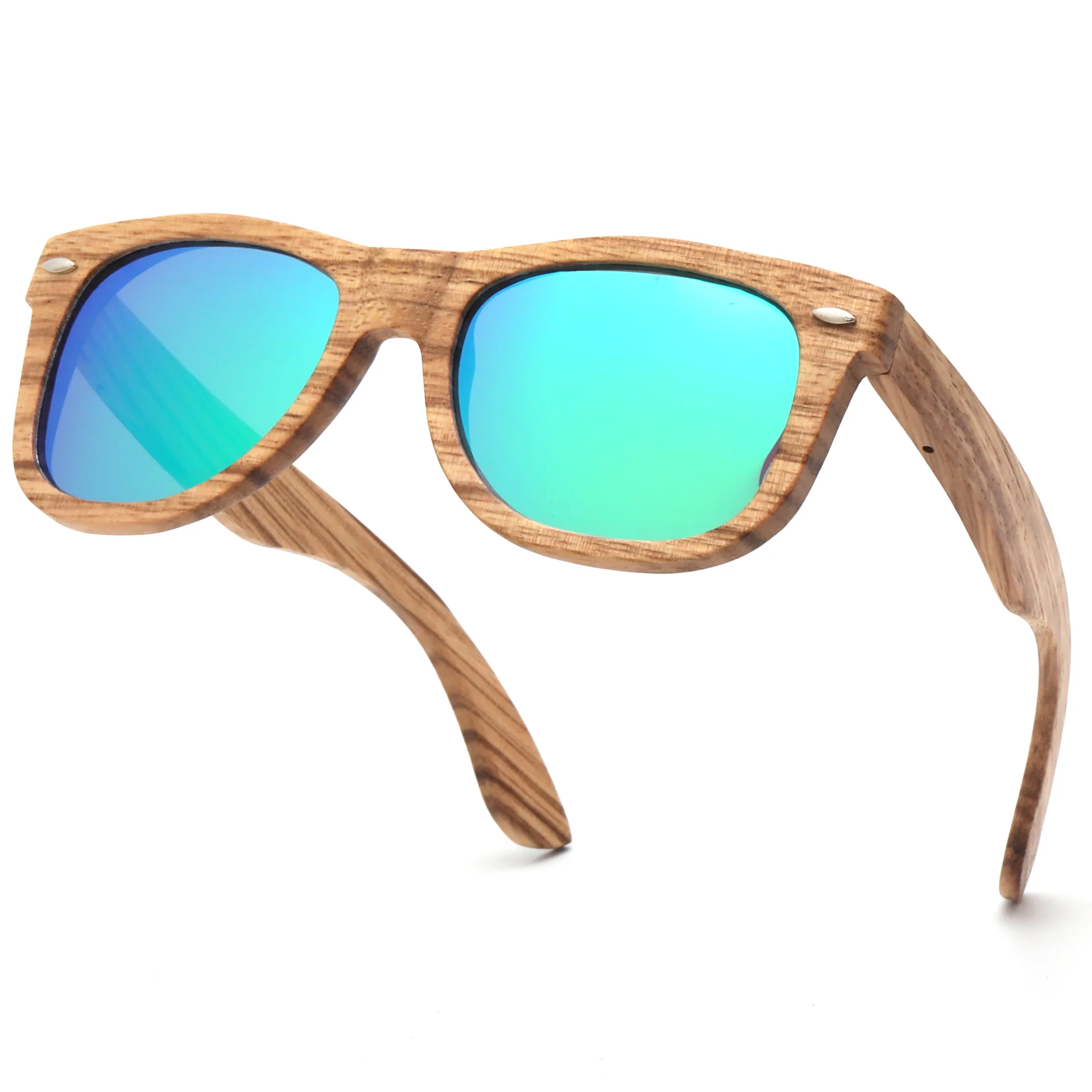 Top Selling China Suppliers Fashionable Custom Bamboo Wood Sunglasses Luxury Handmade Zebra Wooden Sun Glasses with Metal Rivet