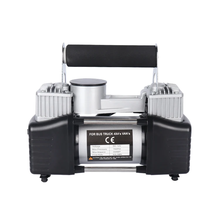 DC 12V car tyre inflator 2 cylinder tire air pump 150psi car tyre air compressor with metal pressure gauge