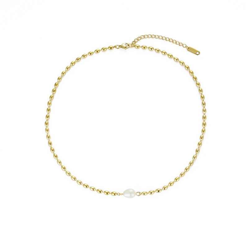 Wholesale Custom Brass Fashion Jewelry Thin Line Multilayer Irregularity Natural Freshwater Pearl Dainty Necklace For Women