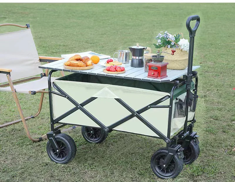 Outdoor Collapsible Off-Road Camping Cart Shopping Trolley Home Pulling Tools Cart 8 Inch Ground Camping Cart