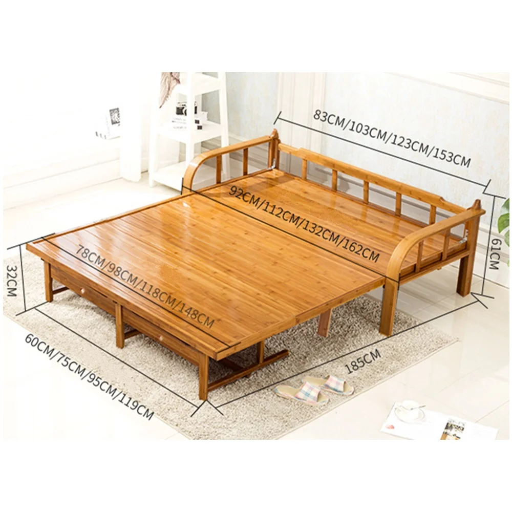 Living room furniture natural folding bamboo sofa bed for home bedroom hotel