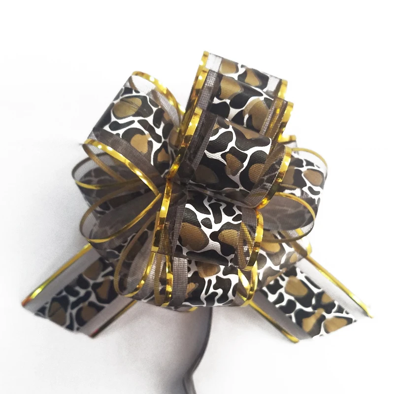 Printed Stone Pattern Organza Ribbon 6 Inches Gift Wrap Pom Pom Pull Bow