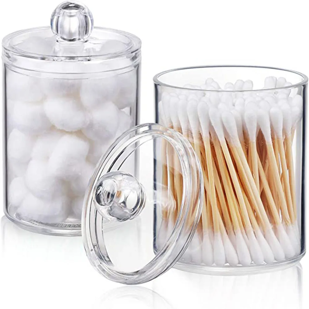 Perfect Bathroom Cotton Swab Holder 2 Pack Qtip  Holder Storage Canister  with Lid