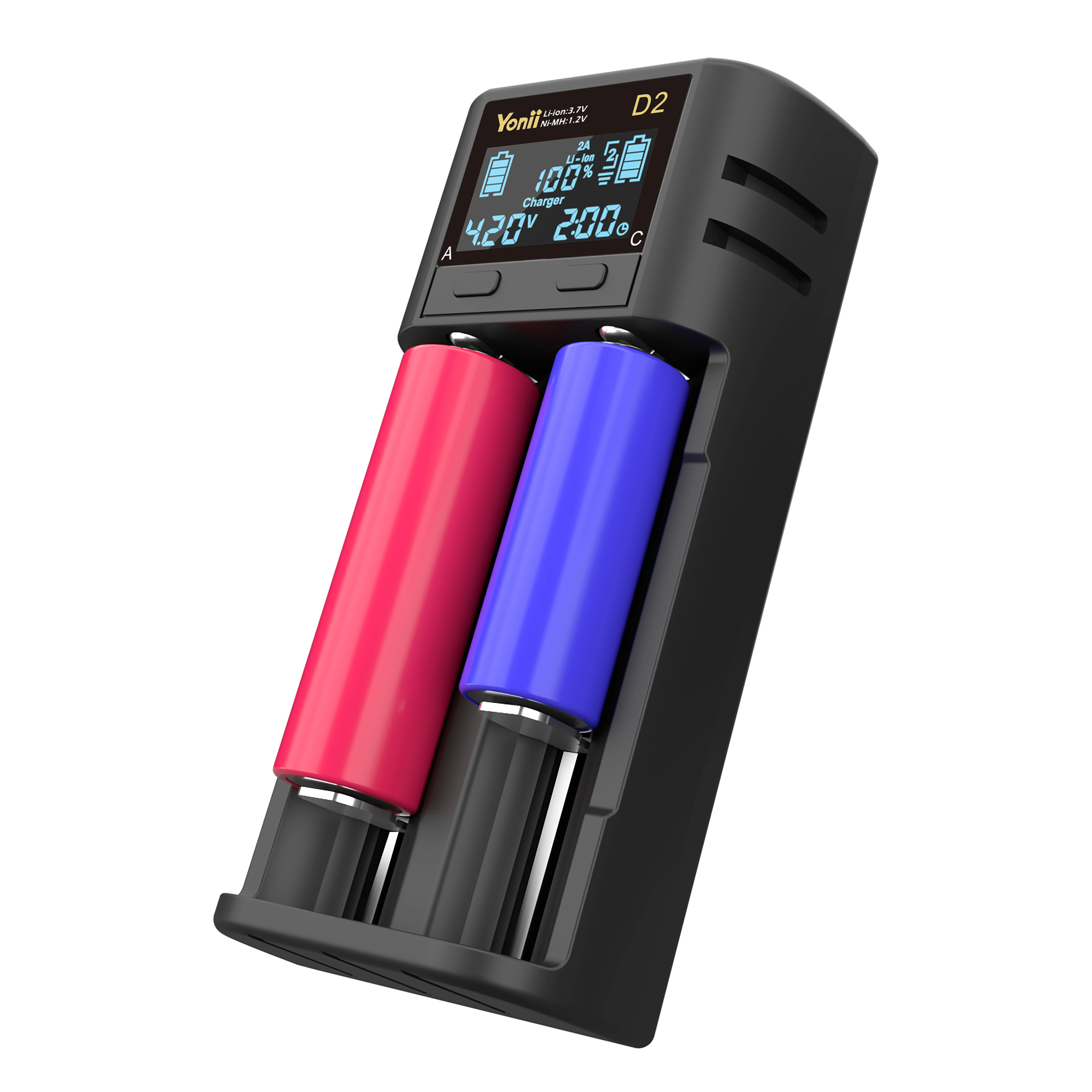 Q2 18650 Charger 1a 2 Slots 3.7v Input 5v 2a Usb Charger Flashlights Li-ion Rechargeable Battery Charger