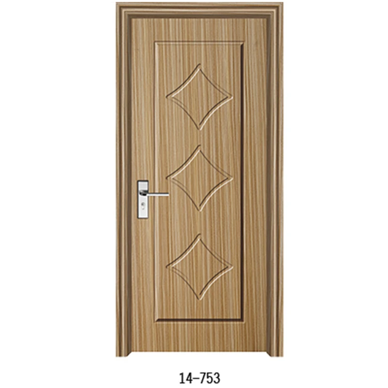 
Chinese Manufacturers Waterproof Soundproof Glossy Surface PVC Interior Solid Wood Door For Bathroom 