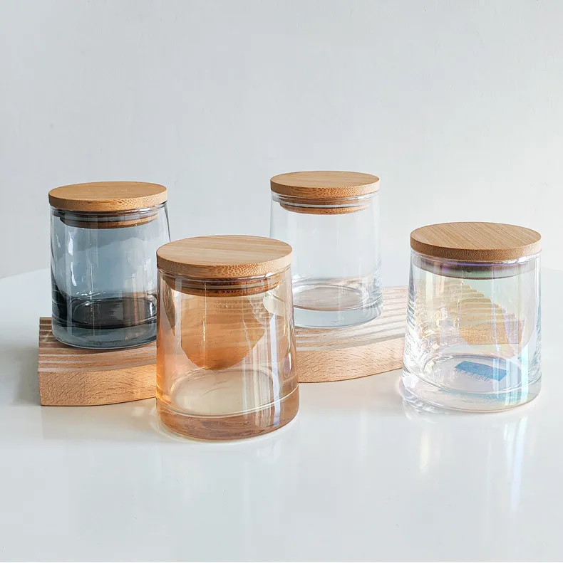empty colorful elegant modern nordic candle jar containers with lids luxury candle vessels with lids