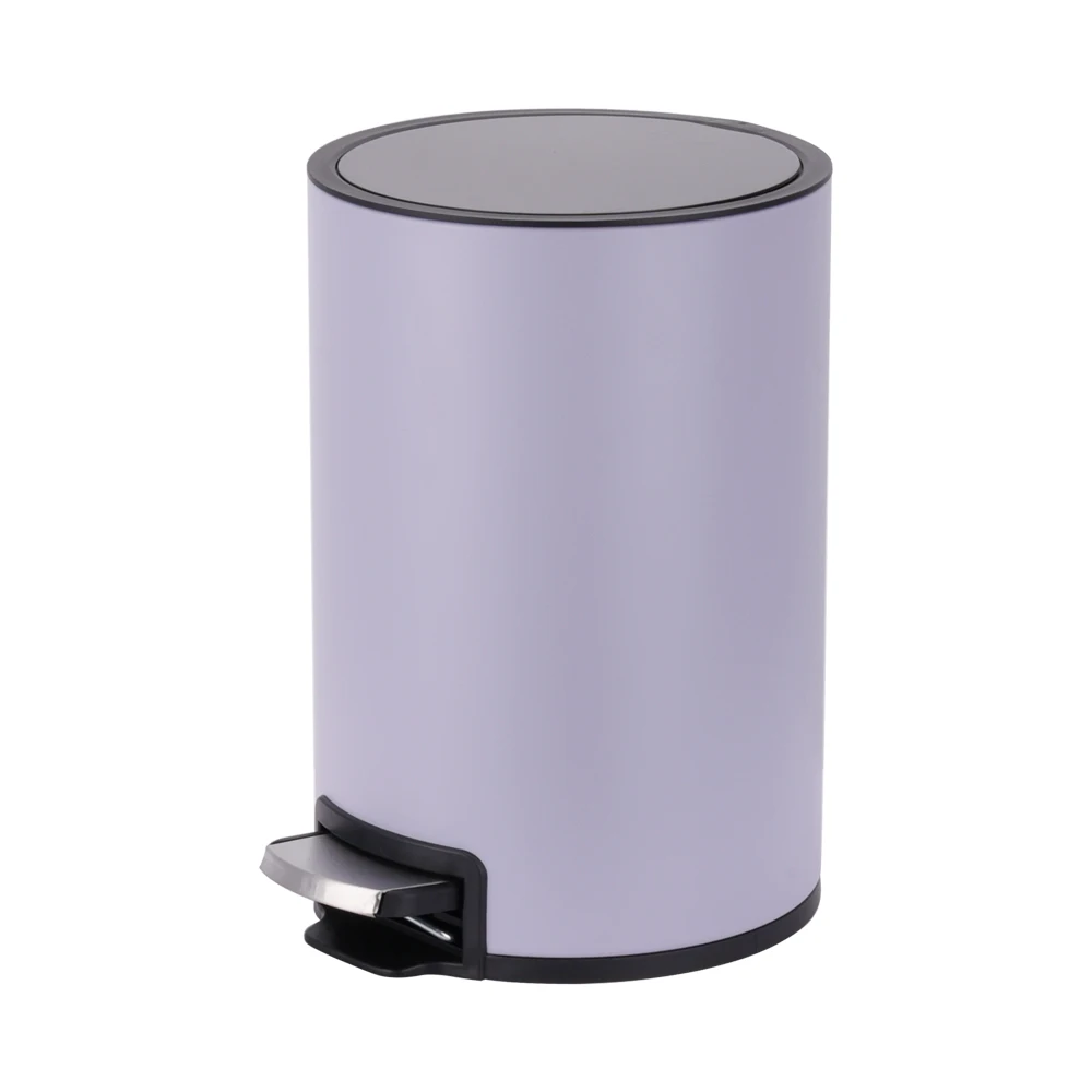 Office kitchen bathroom Stainless steel purple thin lid design trash dust bin for waste paper bin soft close pedal bin
