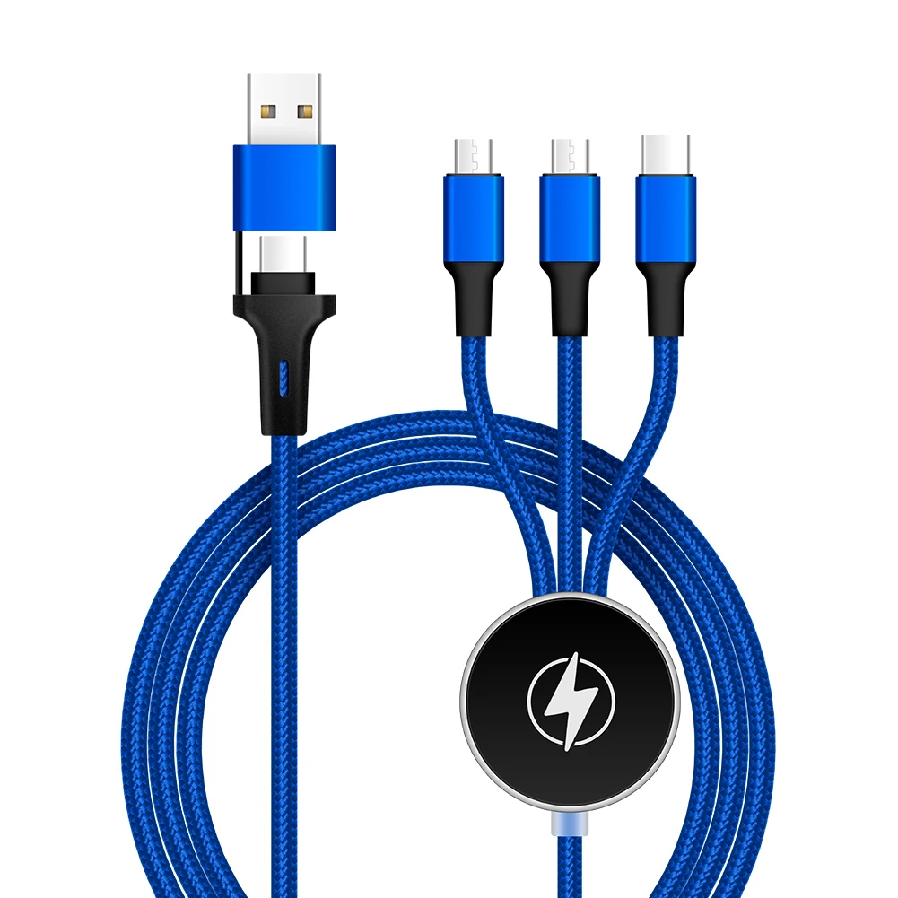 Hot Promotion Gifts Custom LED Light UP LOGO Multi head Charging Cable 5 in 1 Glowing USB Charging Cable