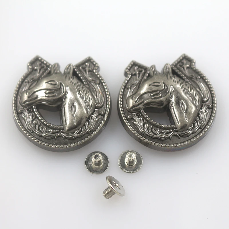 Fashion new design alloy metal horse buffalo pattern conchos screw back leather belt hardware