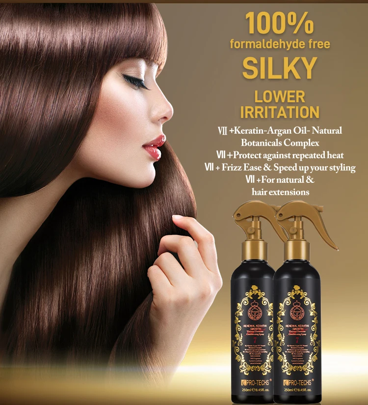 Pro-techs Keratin 0+ Renewal Keratin Smooth Thermal Protector Conditioning Spray Restore Strength And Moisture Repair Hair Spray