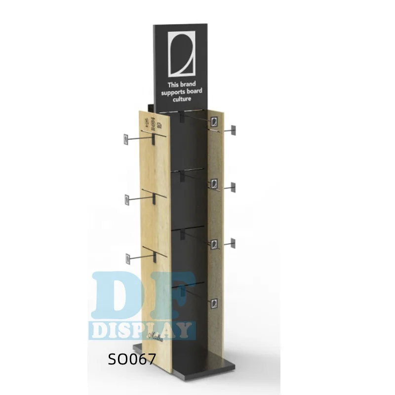 SO074 Multi-purpose Slat wall Display Stand Rotate Socks Display Rack Wooden Slatwall Display