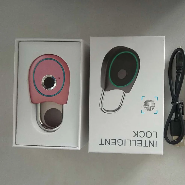 ZNSG10  Huili lock factory whole sale heart shape pink color 10 user code smart fingerprint padlock with usb Charging